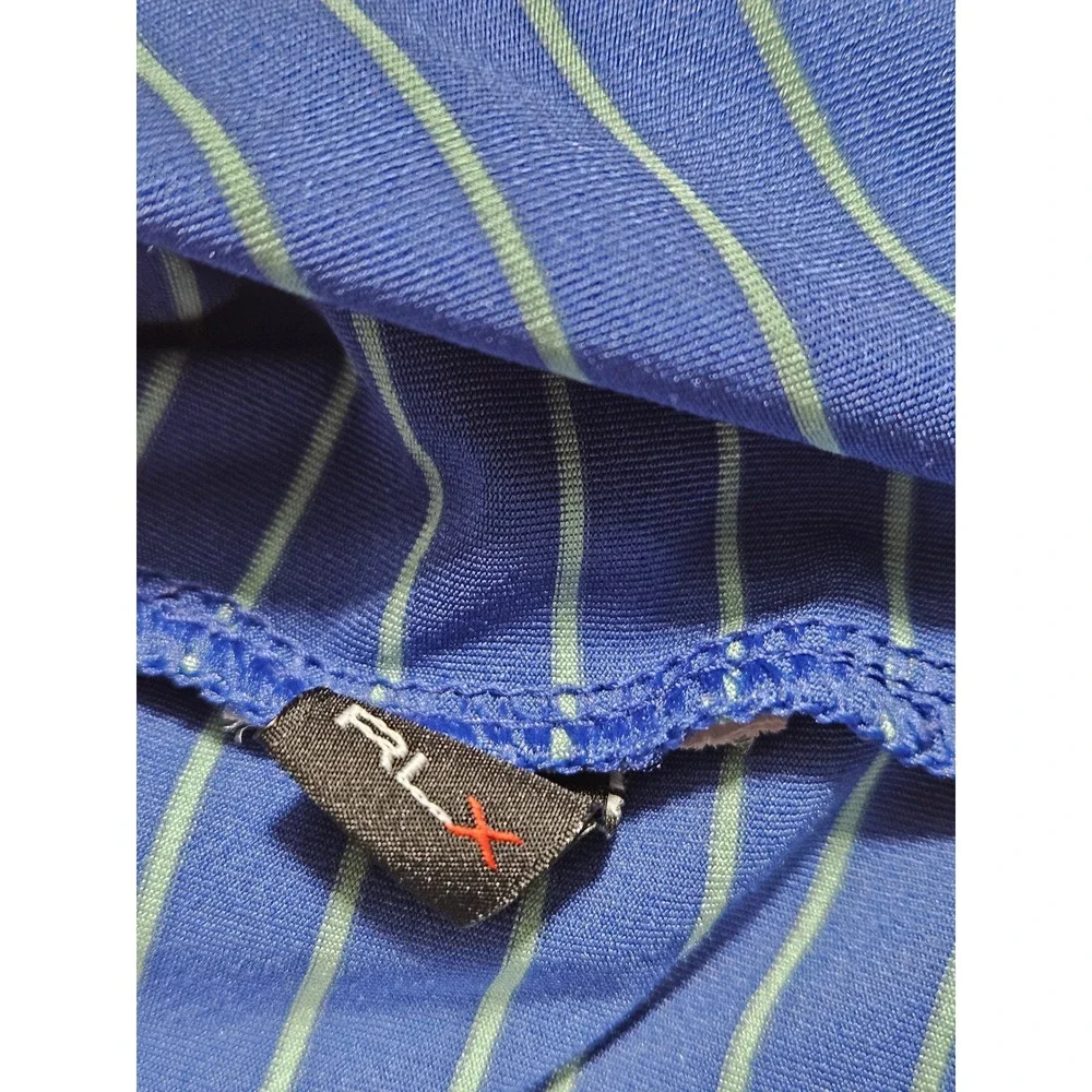 RLX Ralph Lauren‎ Mens Striped Golf Polo Shirt Blue Green XL Short Sleeve - Picture 8 of 11